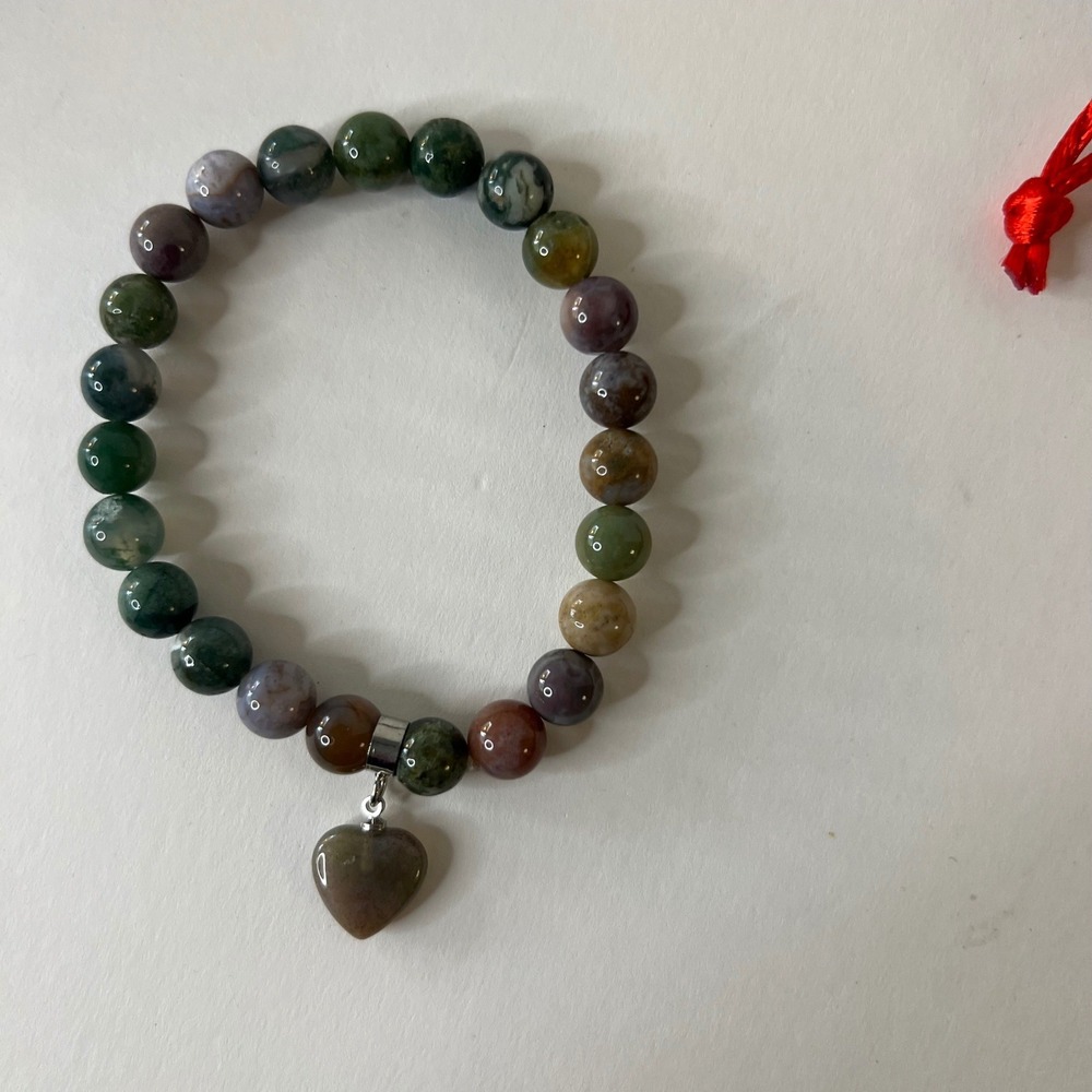 Maibaota‎ Natural Crystals Energy Stone Bracelet Stretch w Heart NIP